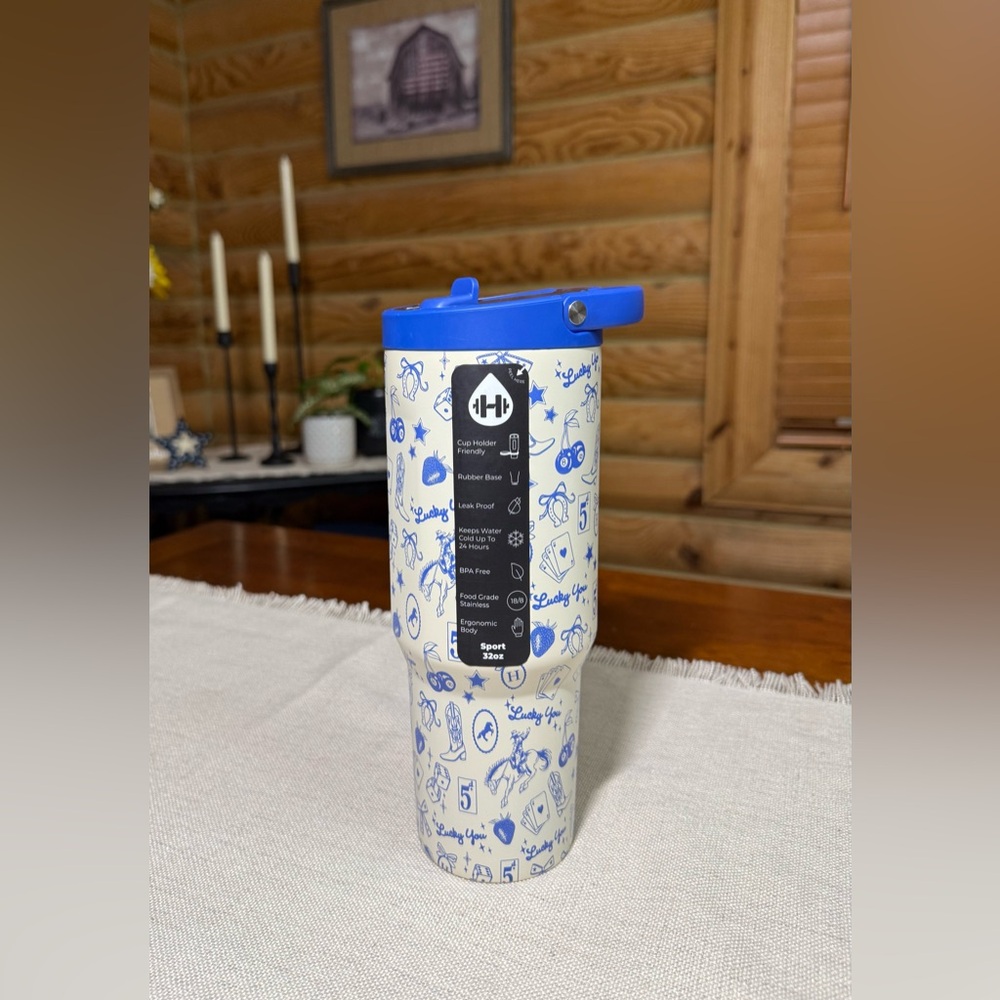 BLUE WESTERN CHARM HydroJug Cowboy 32oz Sport Water Bottle